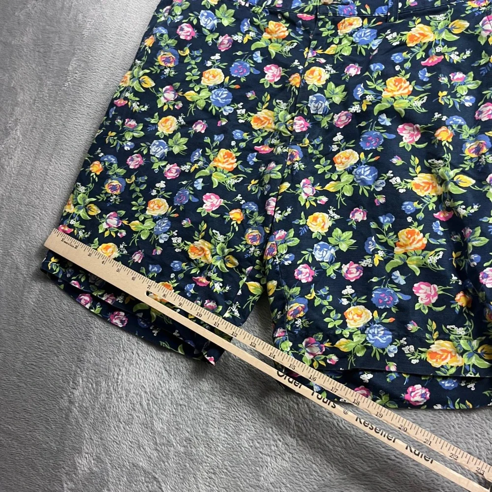 Polo Ralph Lauren Mens Floral Linen Cotton Shorts Navy Blue Size 35 Flower Print